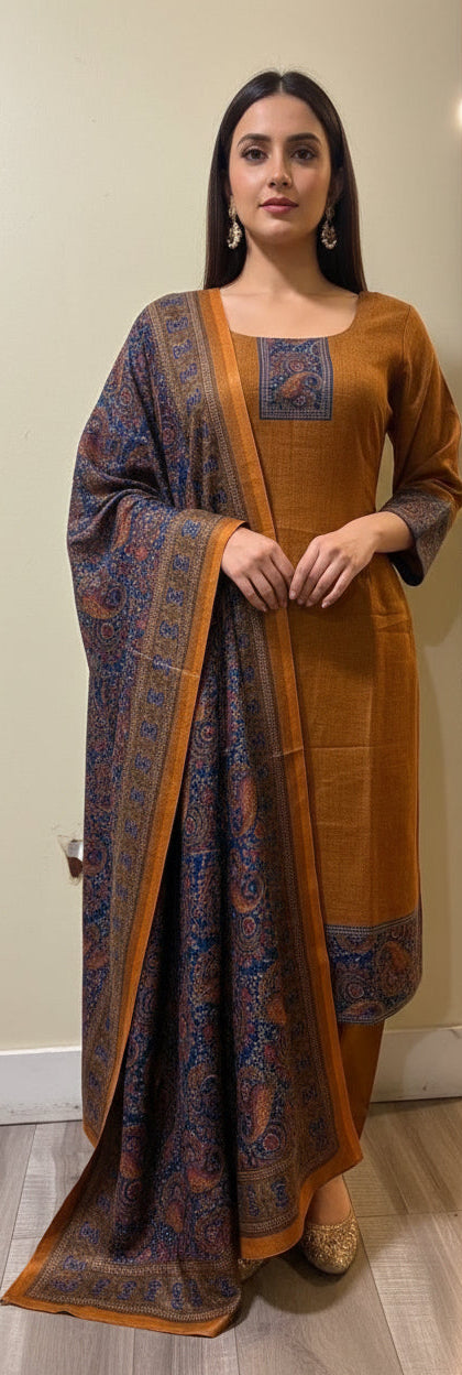 Pure pashmina suit with shawl