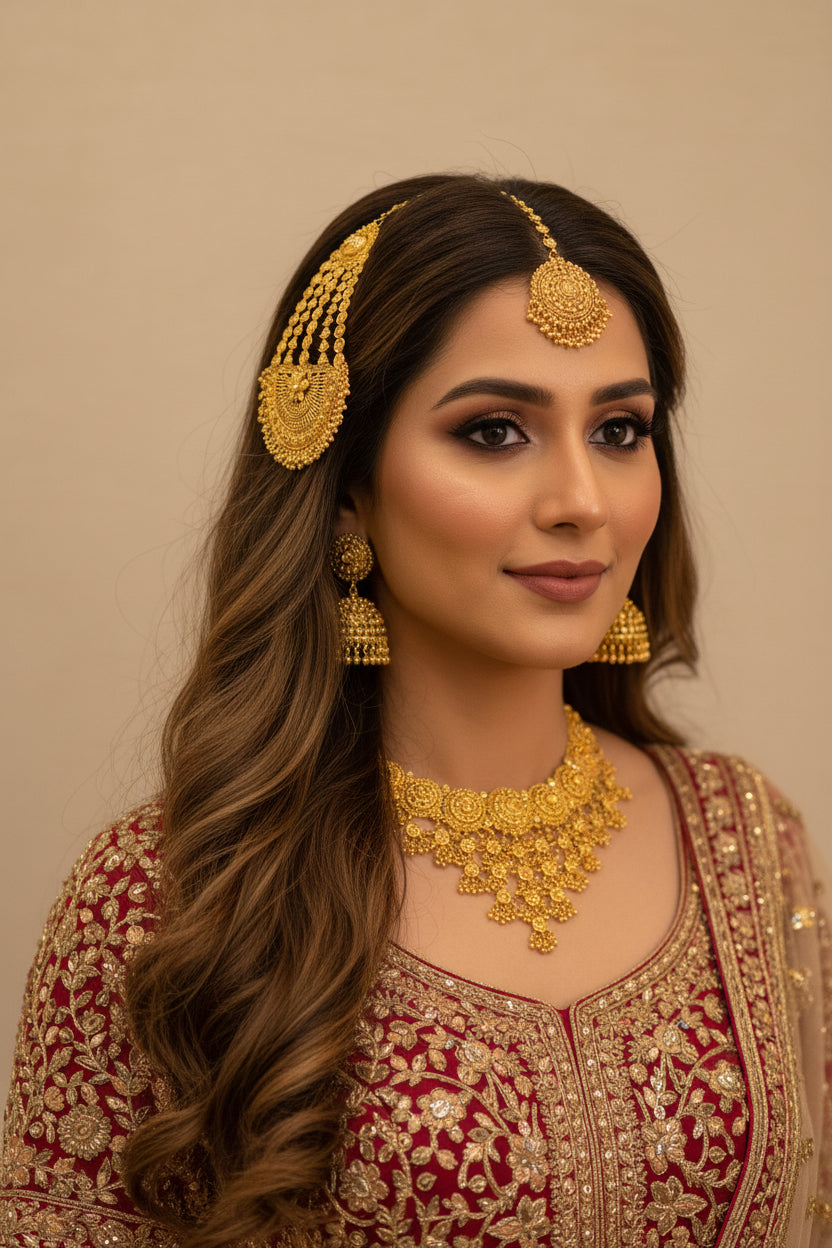 Waterfall with big passa gold plated set