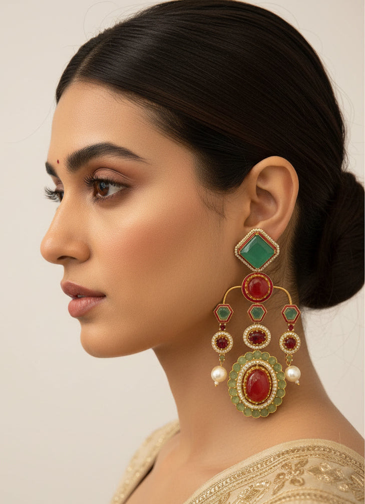 Beautiful green ruby earrings