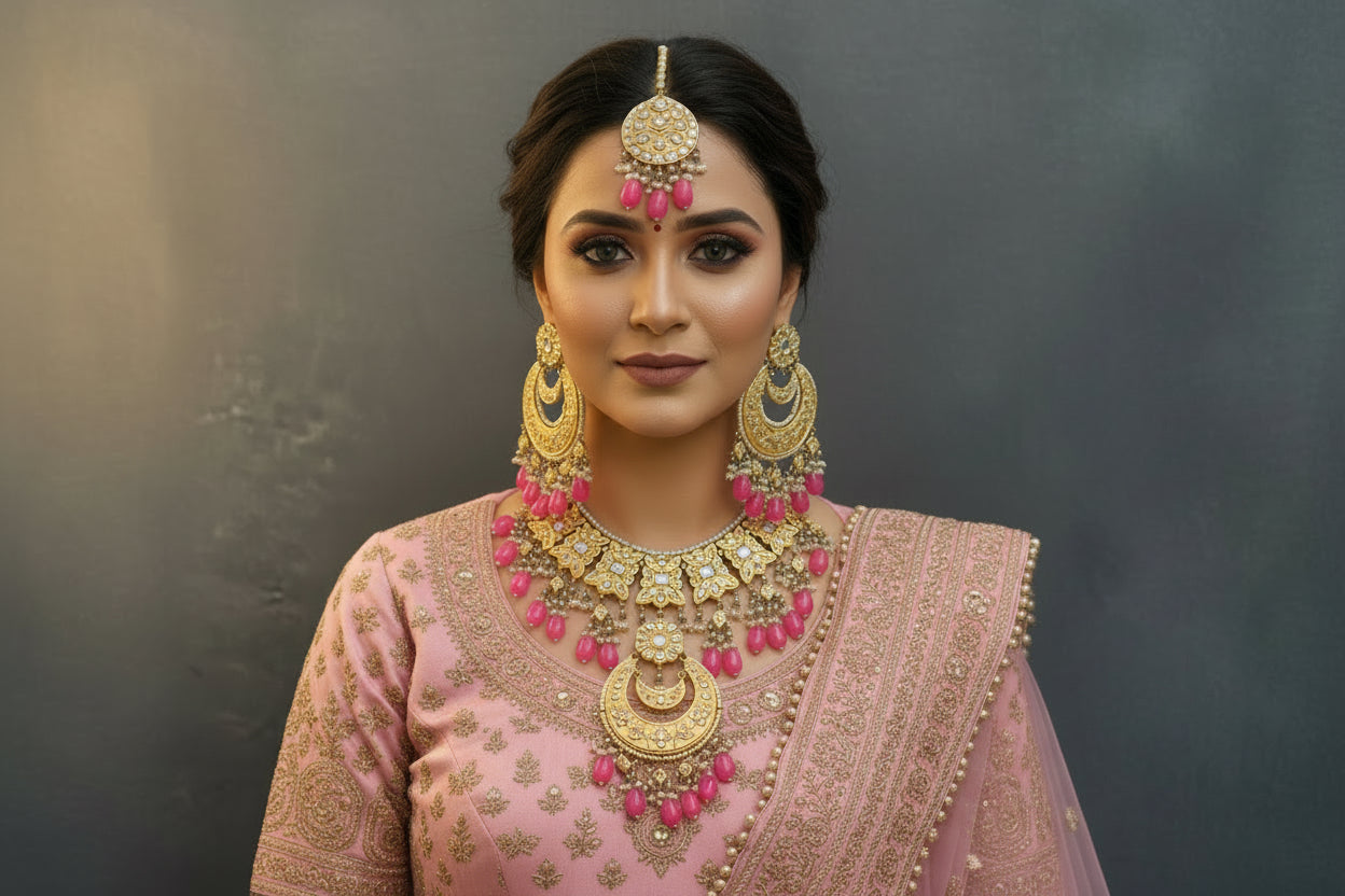 Pakistani heavy thappa kundan set