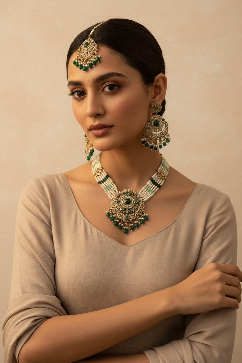 Mint and green polki set