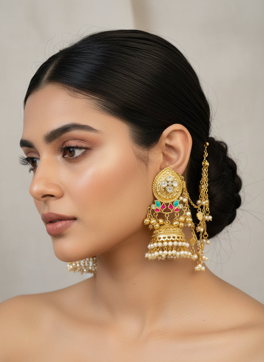 Kashmiri earrings with shara