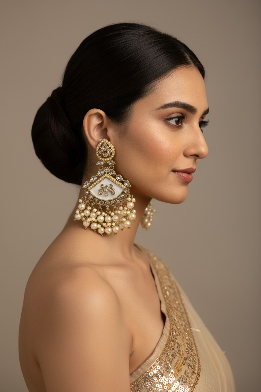 White polki earrings