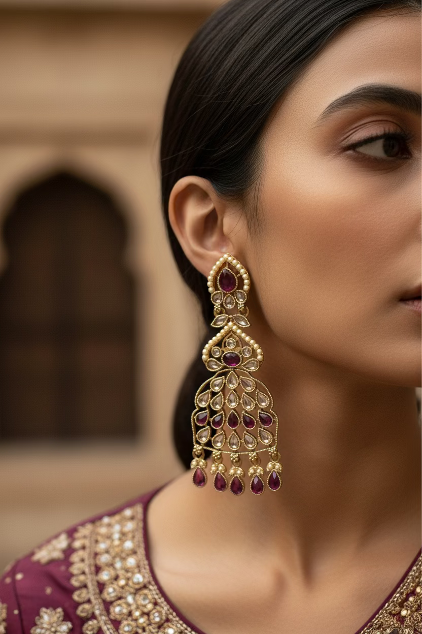 Purple polki earrings
