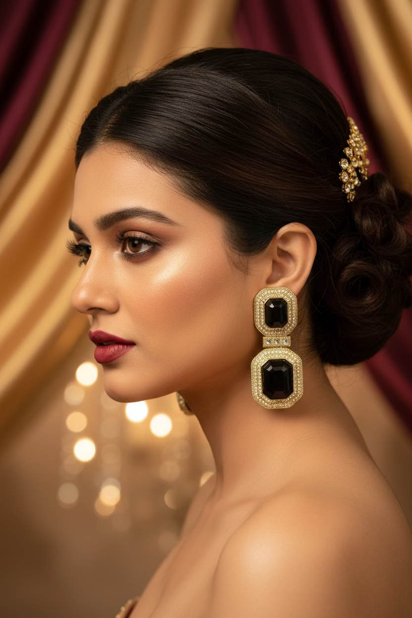 Black polki earrings