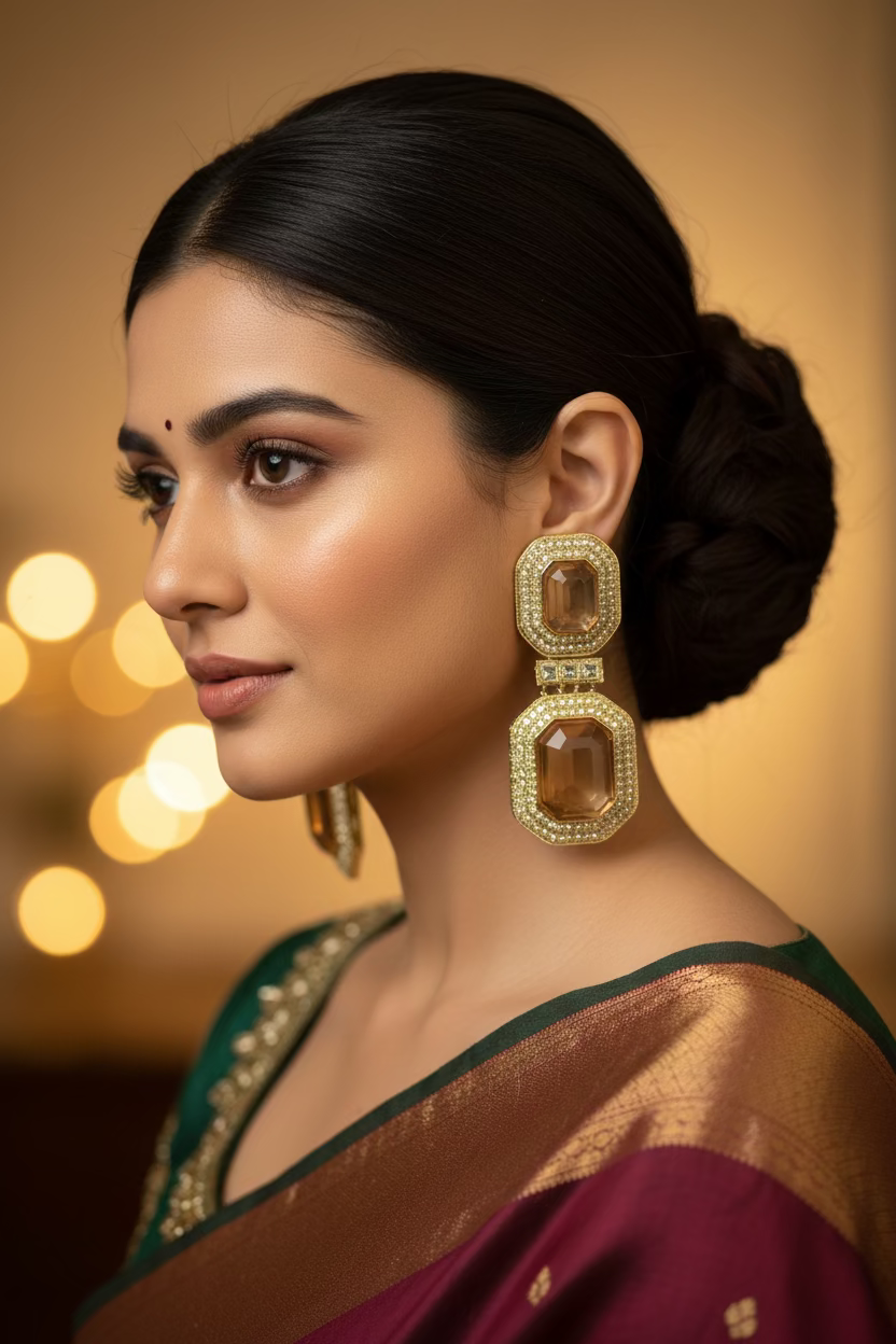 Gold polki earrings