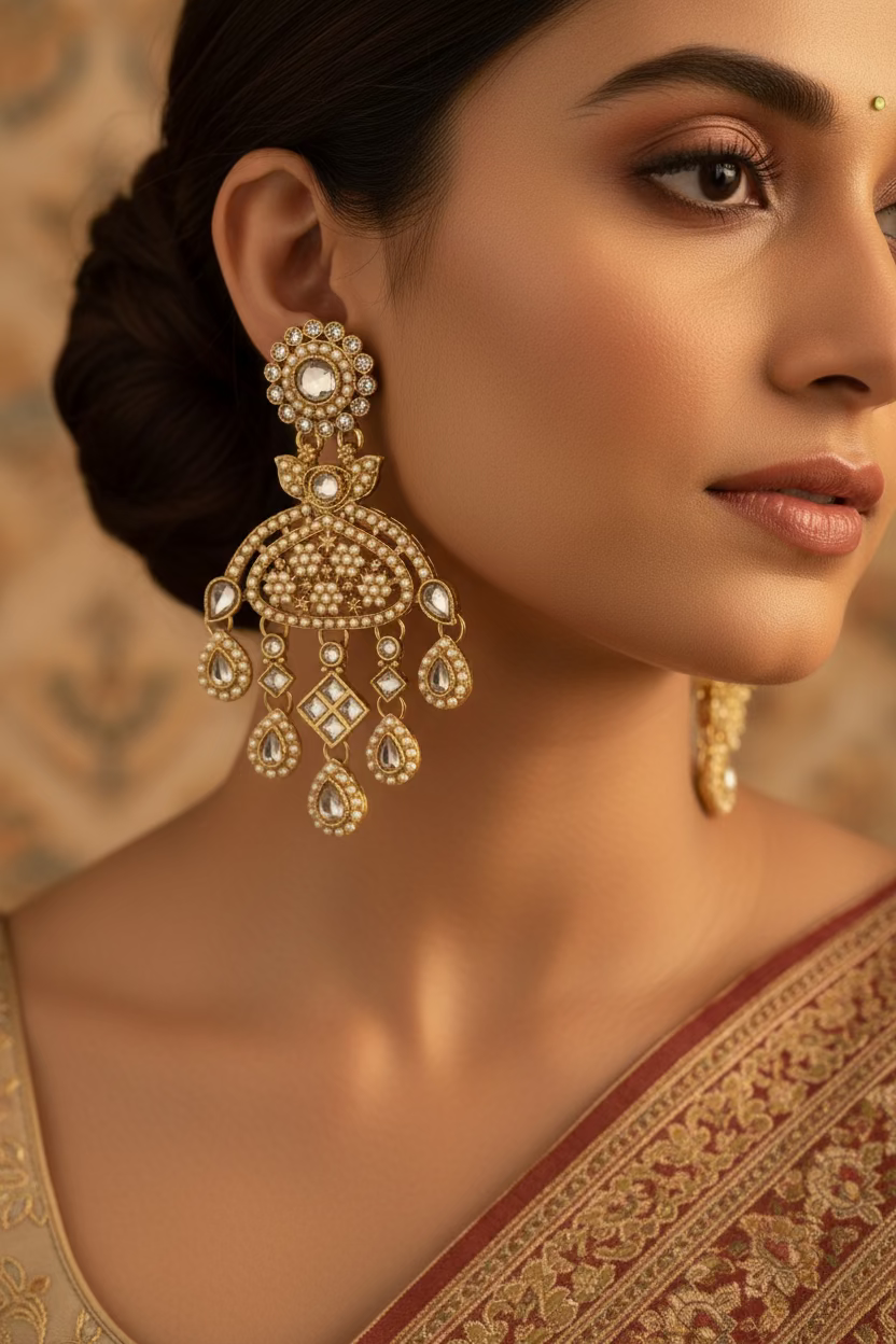 Clear polki earrings