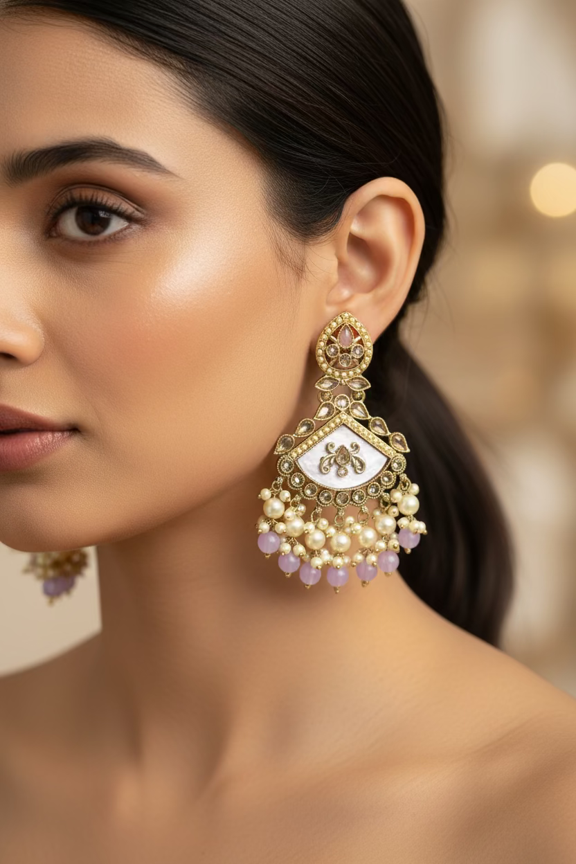 Lavender polki earrings
