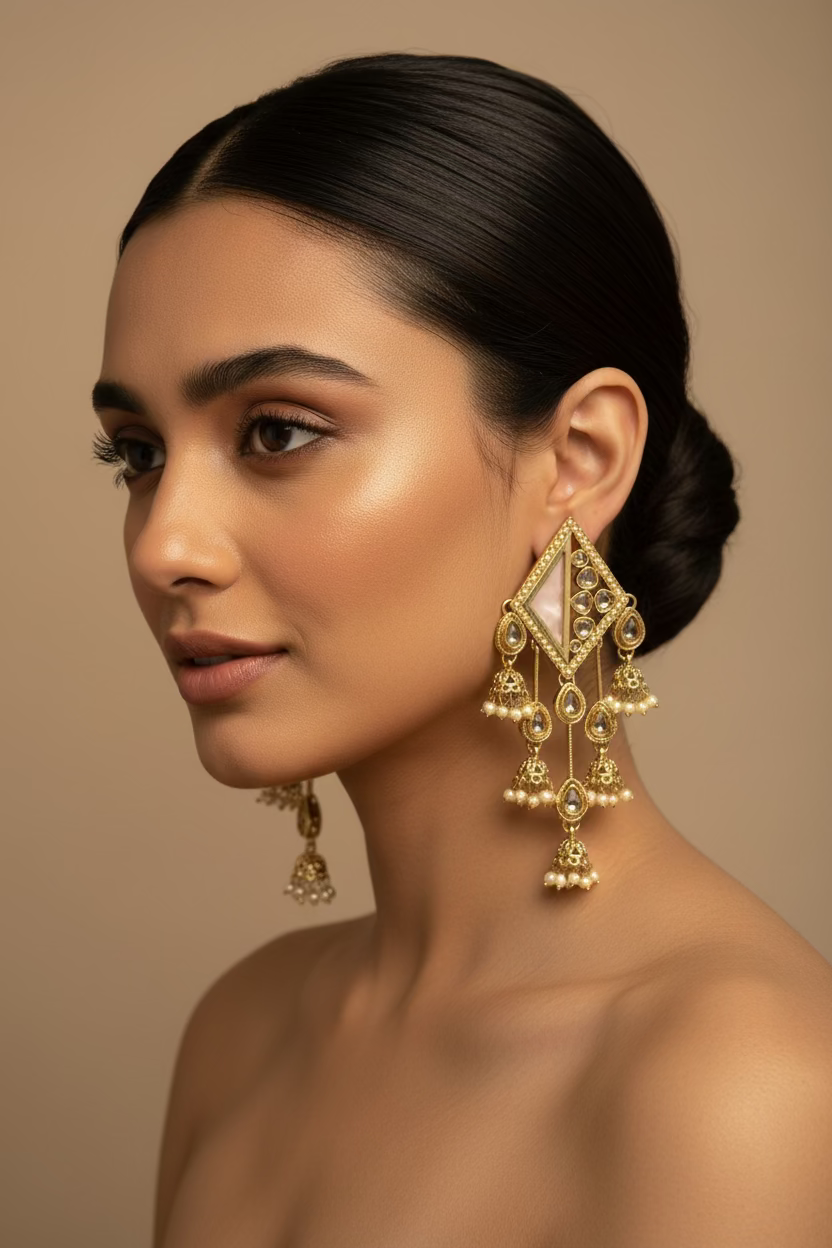 Baby pink polki earrings