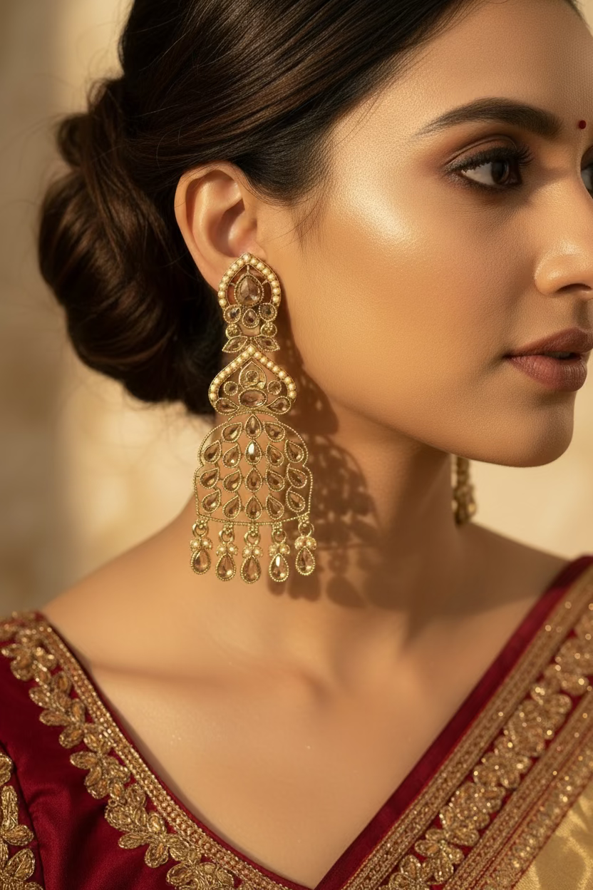 Gold polki earrings