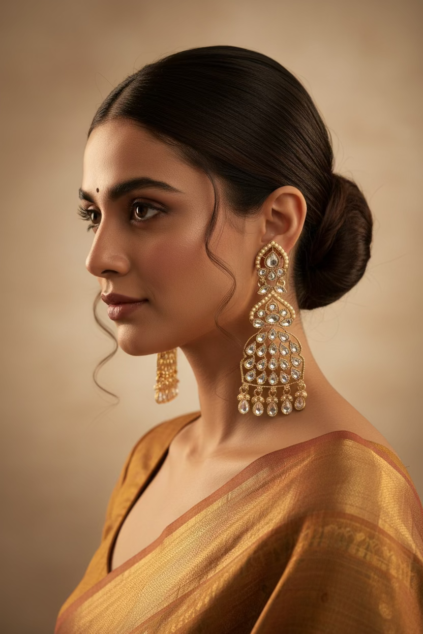 Clear polki earrings