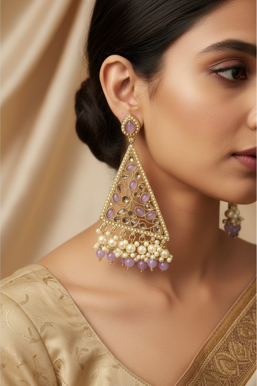 Lavender polki earrings