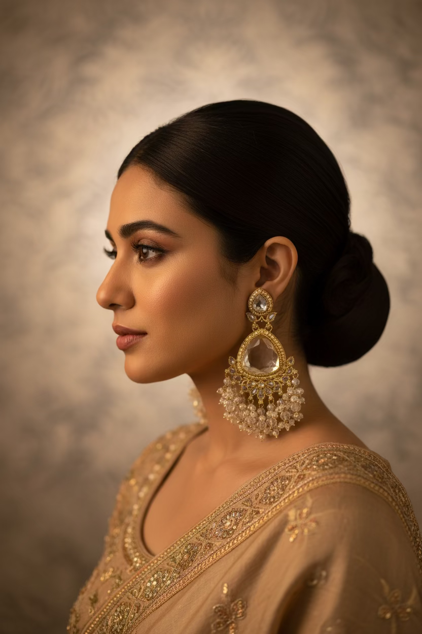 Clear polki earrings