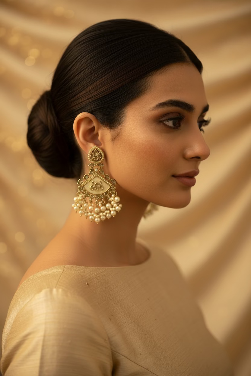 Gold polki earrings